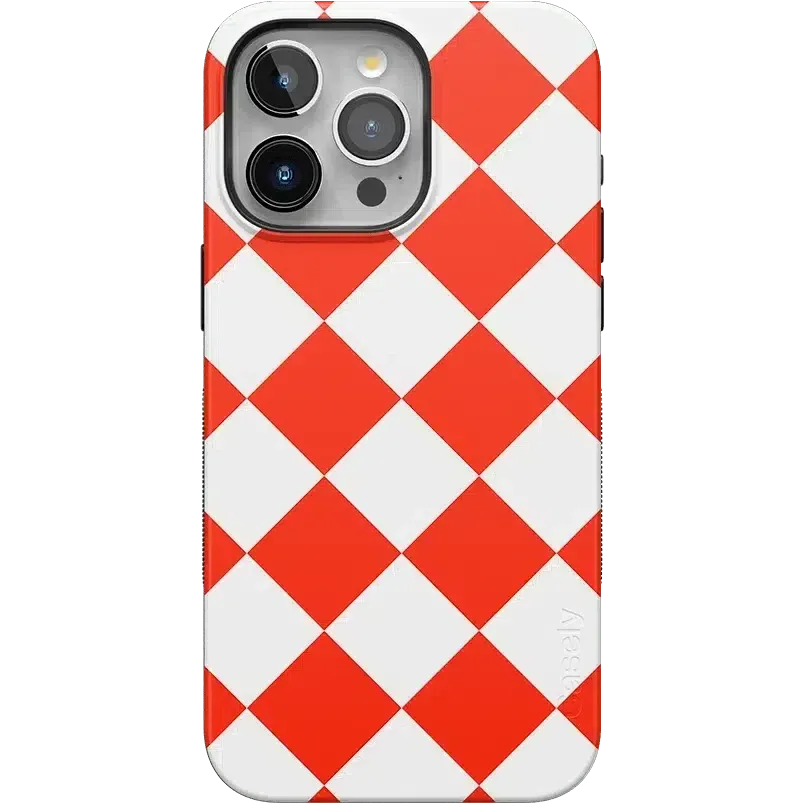Elegant Touch Refined Protection Red Checkerboard | High Contrast Design Case