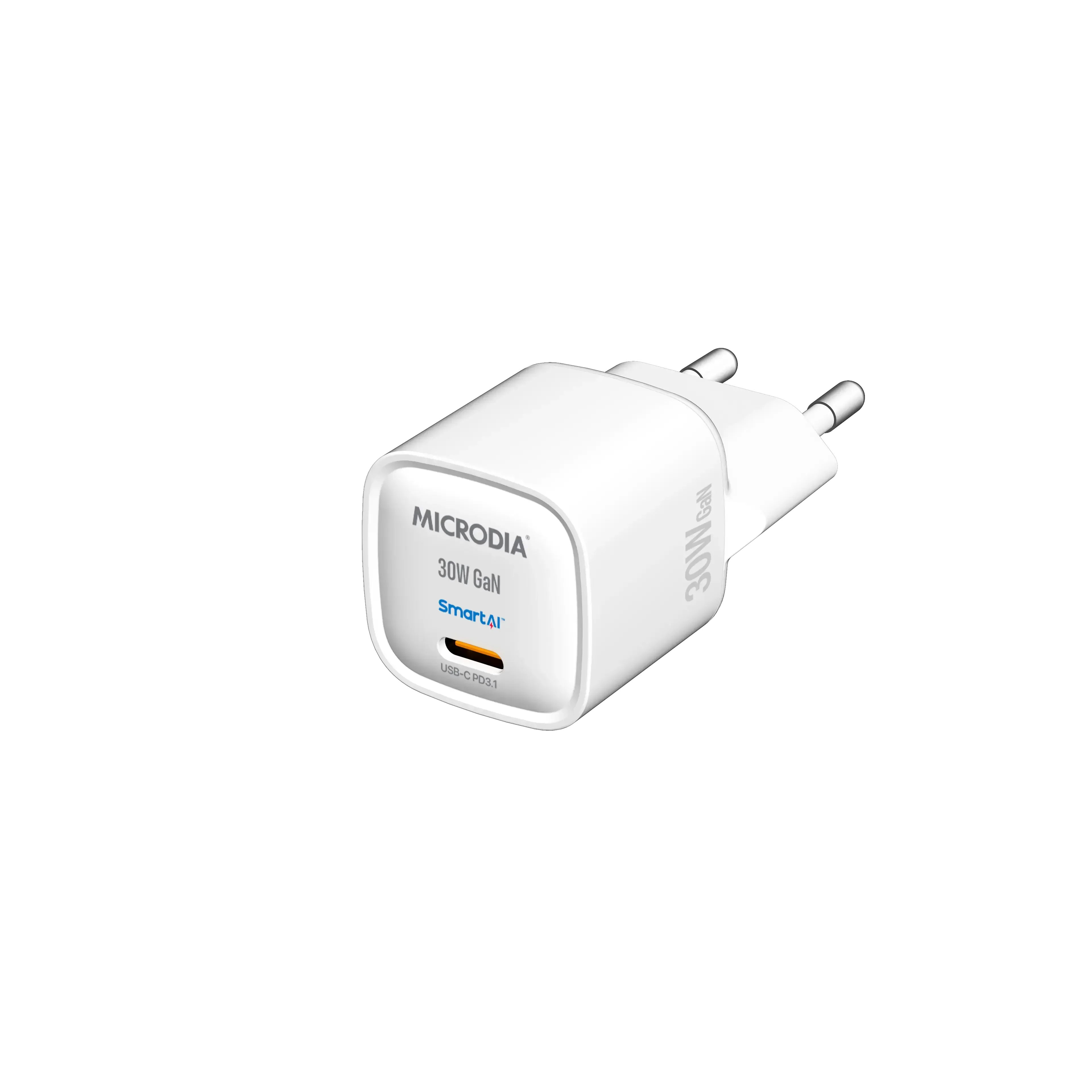 MICRODIA SMARTCube? Nano 30W, GaN Wall Charger, USB-C PD3.1 Raised Edges