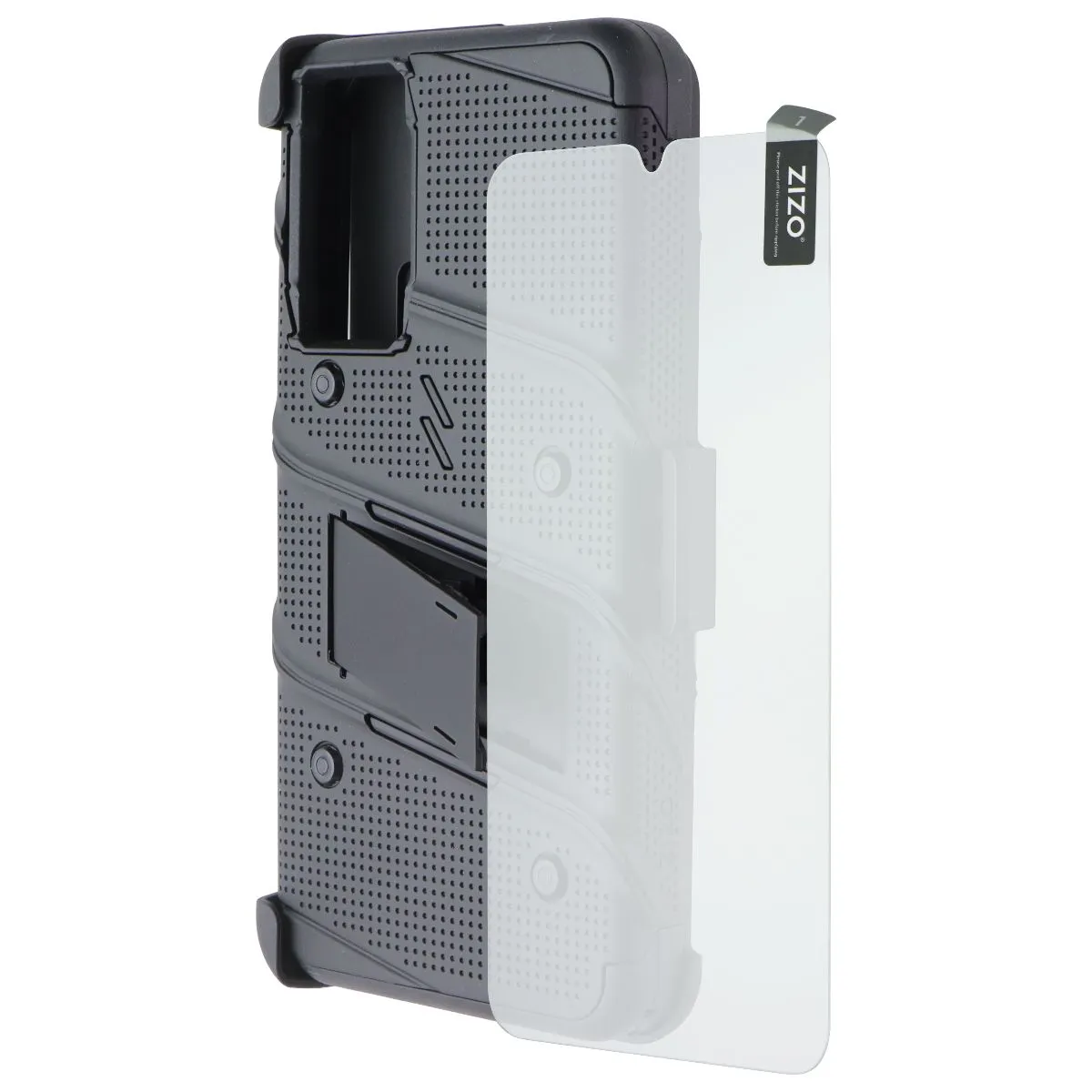 Polished Edge Matte Surface ZIZO Bolt Bundle Case/Holster/Tempered Glass for Samsung Galaxy A15 5G - Black