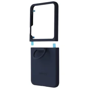 SAMSUNG Official Silicone Cover Case with Ring for Galaxy Z Flip5 - Indigo Blue Hybrid Build Texture