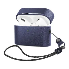 Compact Daily Holder Retro Blue Leather Case - Apple AirPods Pro (1st Generation)