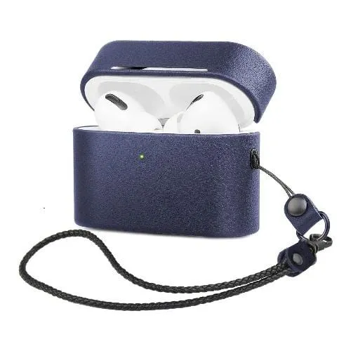 Compact Daily Holder Retro Blue Leather Case - Apple AirPods Pro (1st Generation)