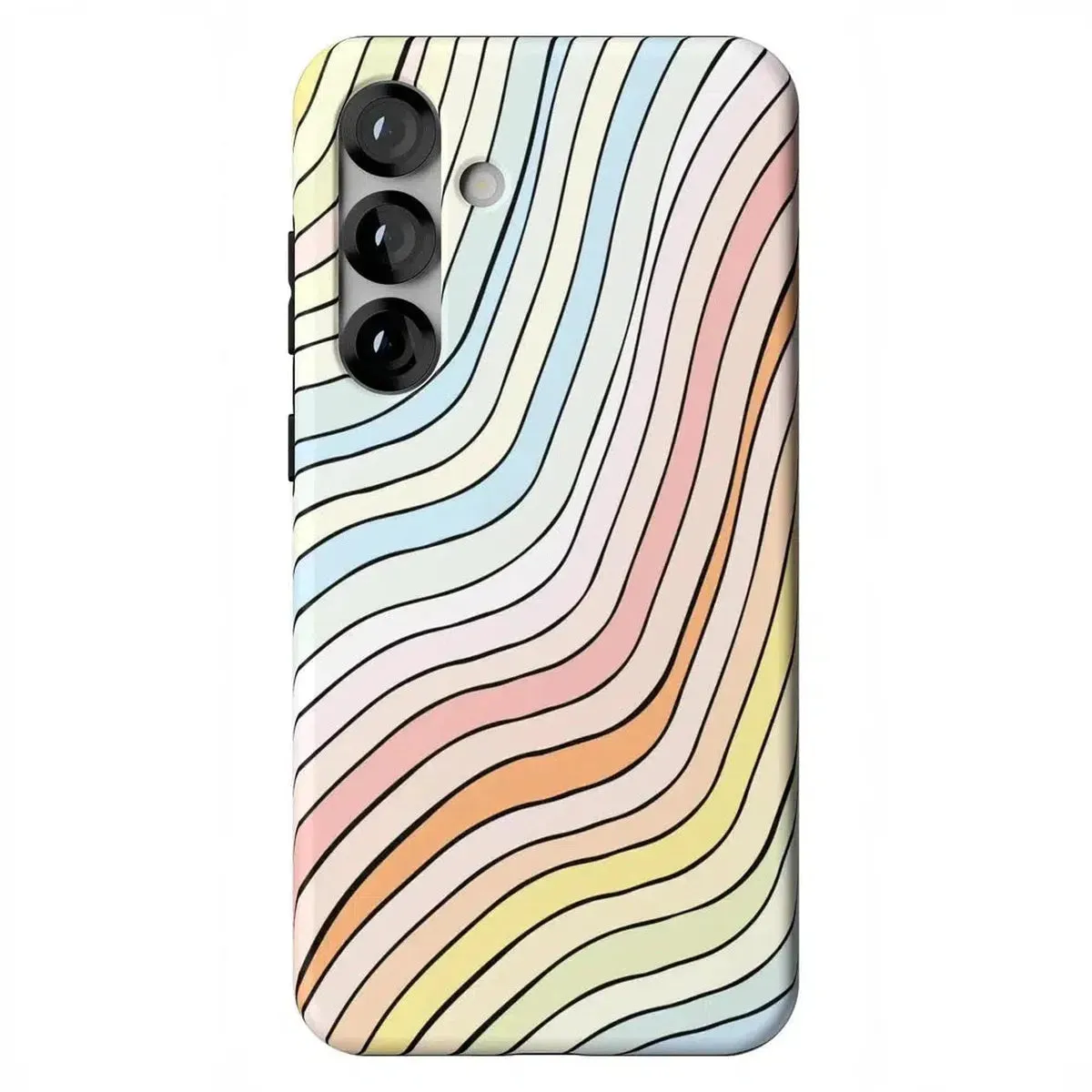 Smooth Finish Durable Layer Ride The Wave | Pastel Rainbow Lined Samsung Case