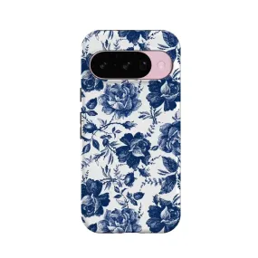Rose to Fame | Blue & White Rose Floral Google Pixel Case Protective Design Layer