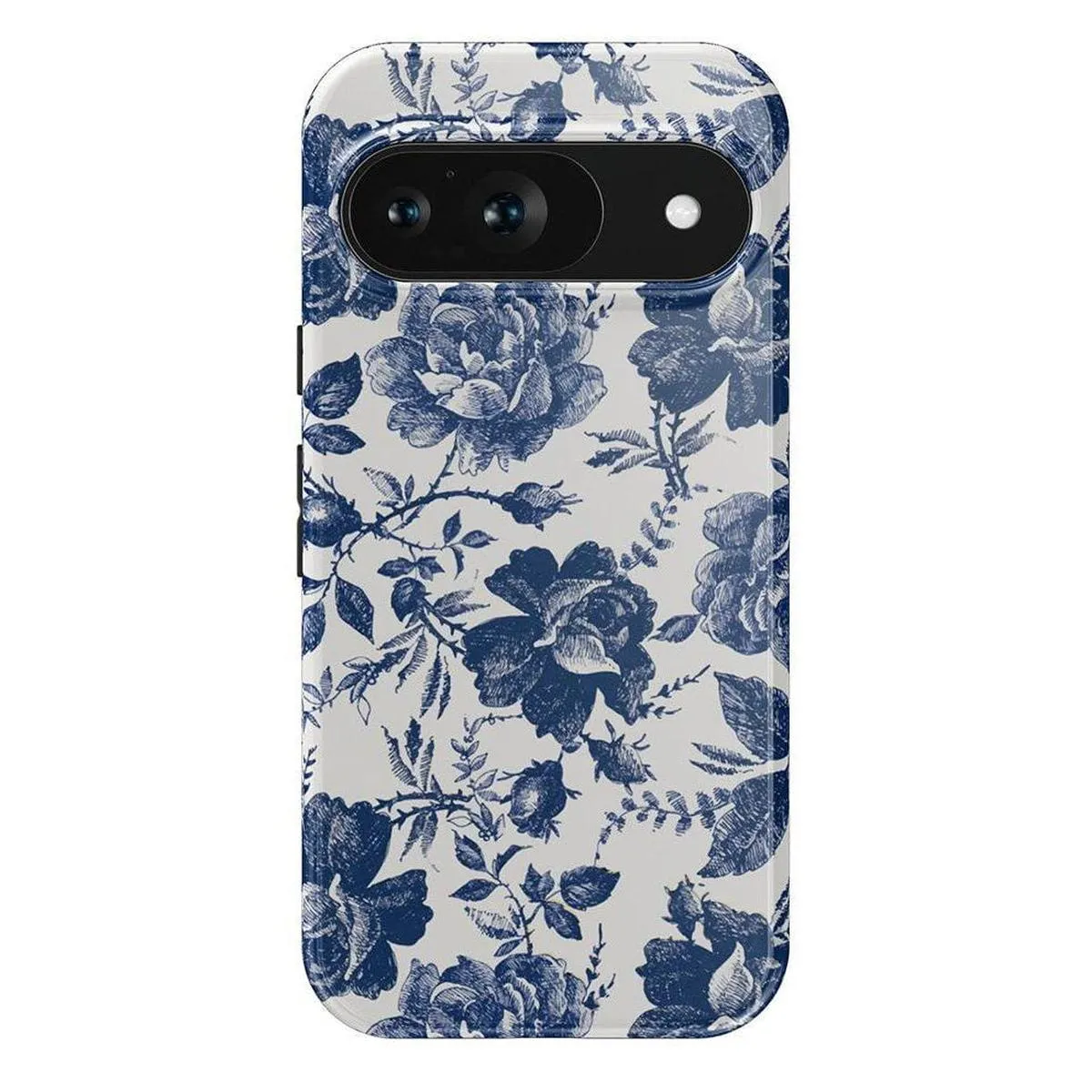 Rose to Fame | Blue & White Rose Floral Google Pixel Case Durable Form