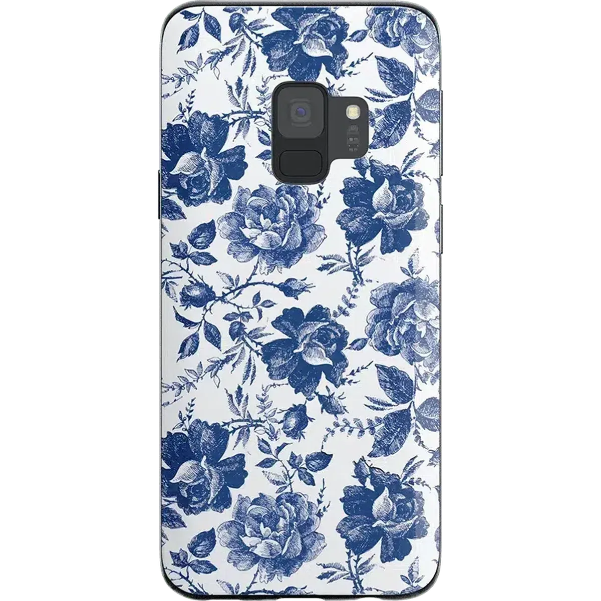 Modern Minimalism Rose to Fame | Blue & White Rose Floral Samsung Case