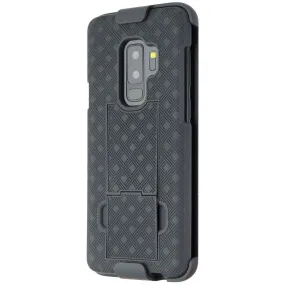 Verizon Shell and Holster for Samsung Galaxy S9  (Plus) - Black Rugged Edge Texture Textured Finish
