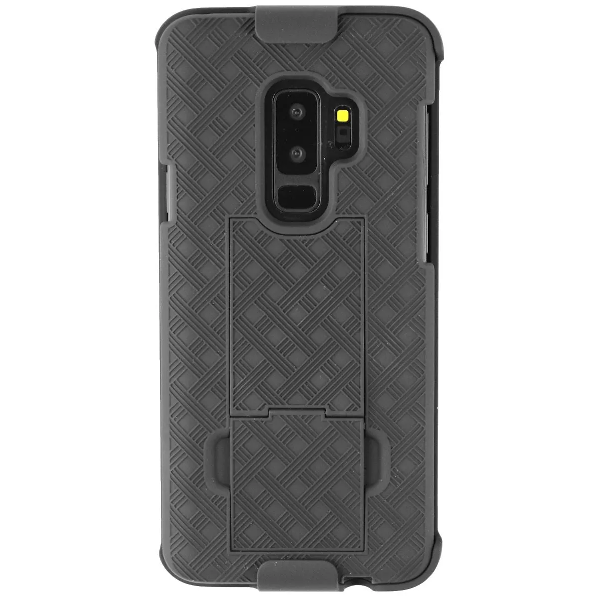 Polished Surface Vivid Detail Texture Verizon Shell and Holster for Samsung Galaxy S9  (Plus) - Black