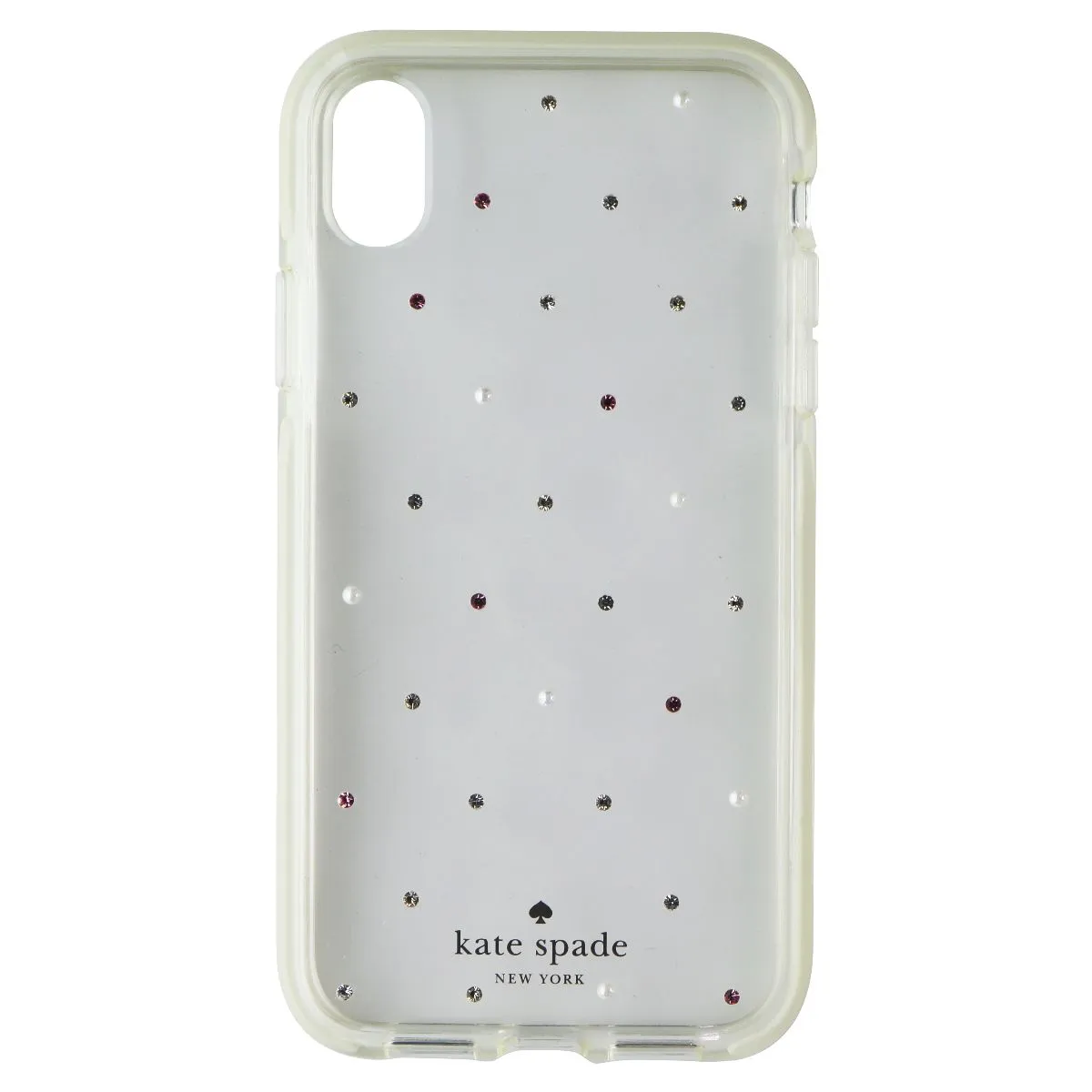 Hard Shell Kate Spade Defensive Hardshell Case for Apple iPhone XR - Clear / Pin Dot Gems