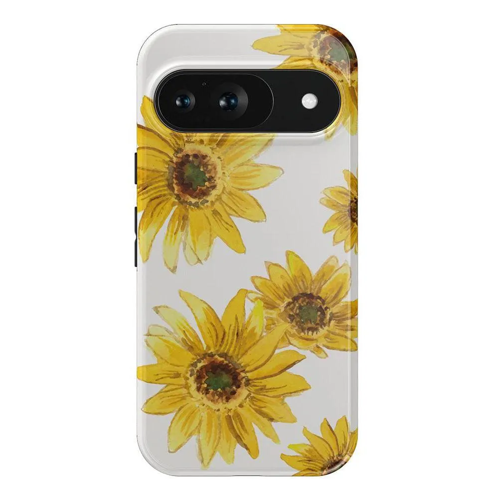 Modern Pattern Layer Golden Garden | Yellow Sunflower Floral Google Pixel Case