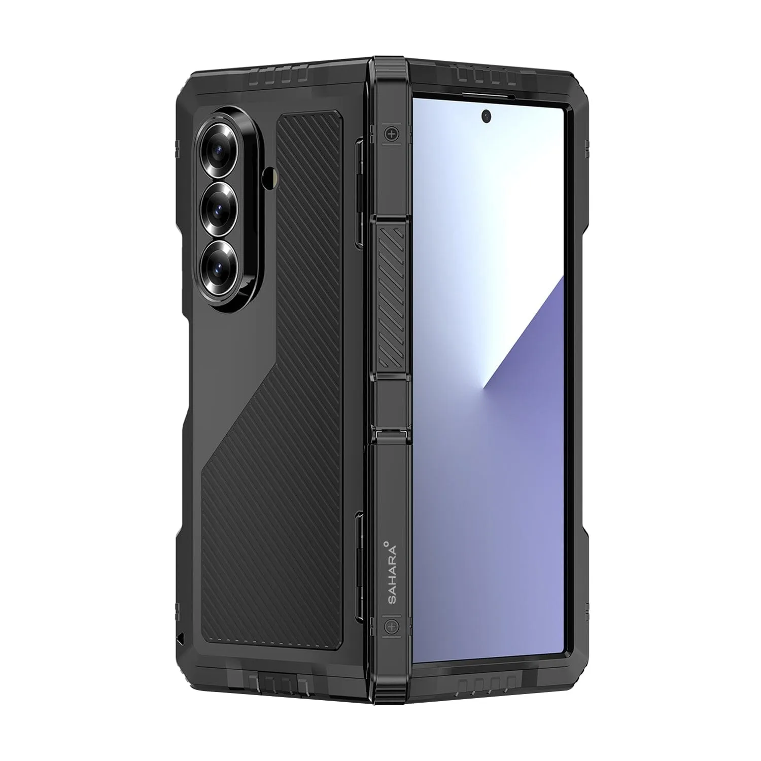 Samsung Galaxy Z Fold7 Case ?C Heavy-Duty Kickstand with Screen Protector | Raider Series Soft Look Texture Fashion Touch