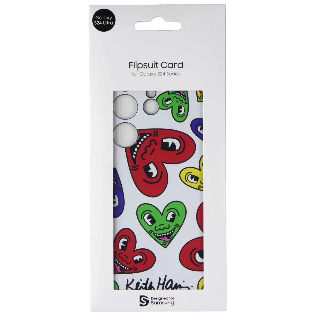 Samsung Interactive Flipsuit Card for Galaxy S24 Ultra - Keith Haring Heart Clear Pattern Drop Shield