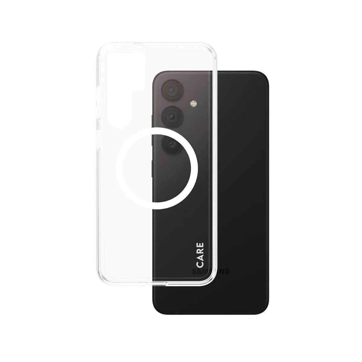 CARE by PanzerGlass? Urban Combat Case Transparent w. White Qi Compatible Samsung Galaxy S24  Durable Surface Ergonomic form