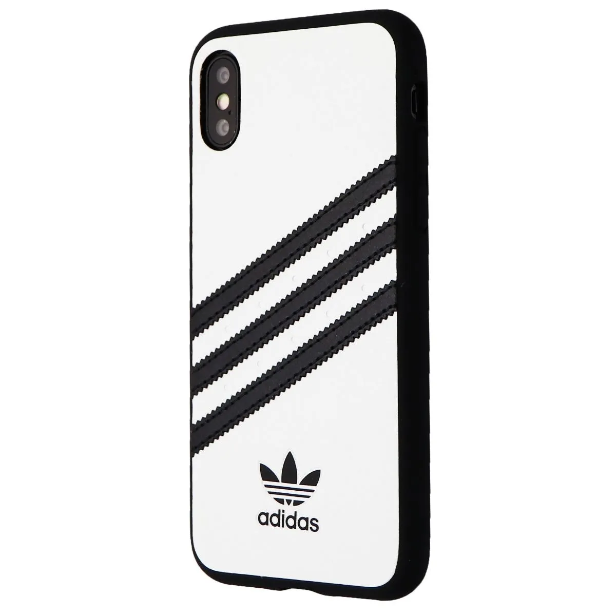 Colorful Finish Comfort Texture Layer Adidas 3-Stripes Snap Hard Case for Apple iPhone XS and X - White / Black