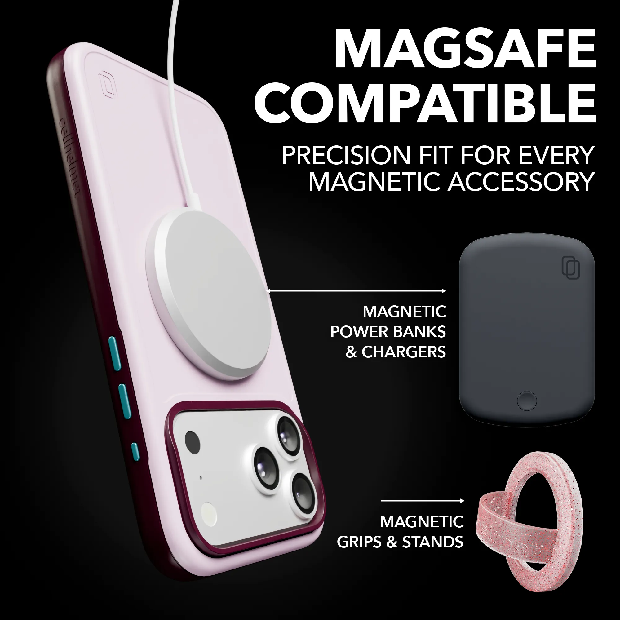 Clear Frame Vivid Surface Shock-Absorbent MagSafe? Case for Apple iPhone 17 in Rose Quartz | Fortitude Series