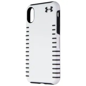 Water shield Carbon Fiber Under Armour Grip Series Hard Case for Apple iPhone Xs & X - White/Gray