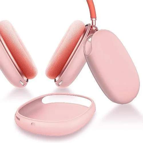 Minimalist Travel Holder premium neon leather airpods shell Pink Liquid Silicone Cover Case - Apple AirPods Max
