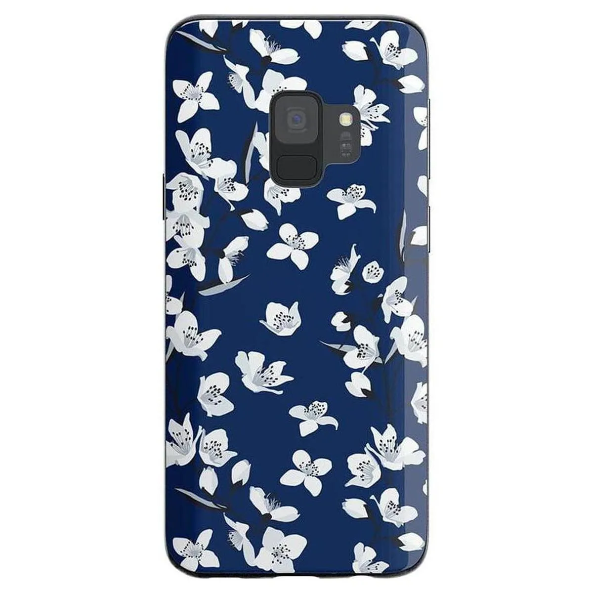 Floral Forest | Navy Cherry Blossom Floral Samsung Case Ergonomic Shape Everyday Accessory