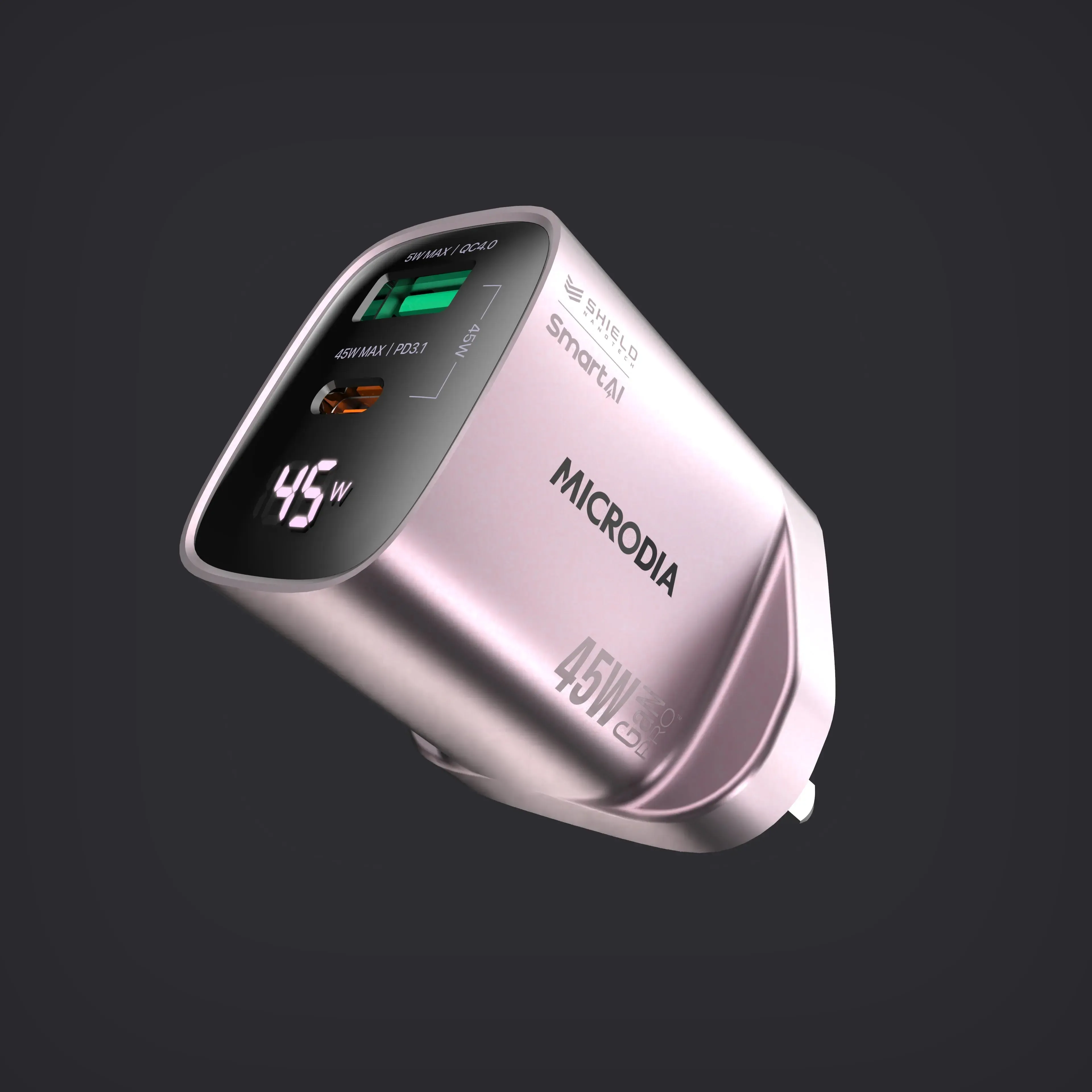 Drop Shield Trendy Texture SMARTCube? 45W with Power Display USB-C PD3.1   USB-A