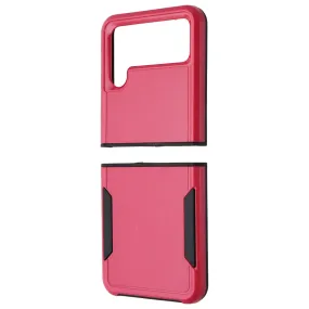 Matte Texture Surface Case Brand Case for Samsung Galaxy Z Flip4 - Red / Black
