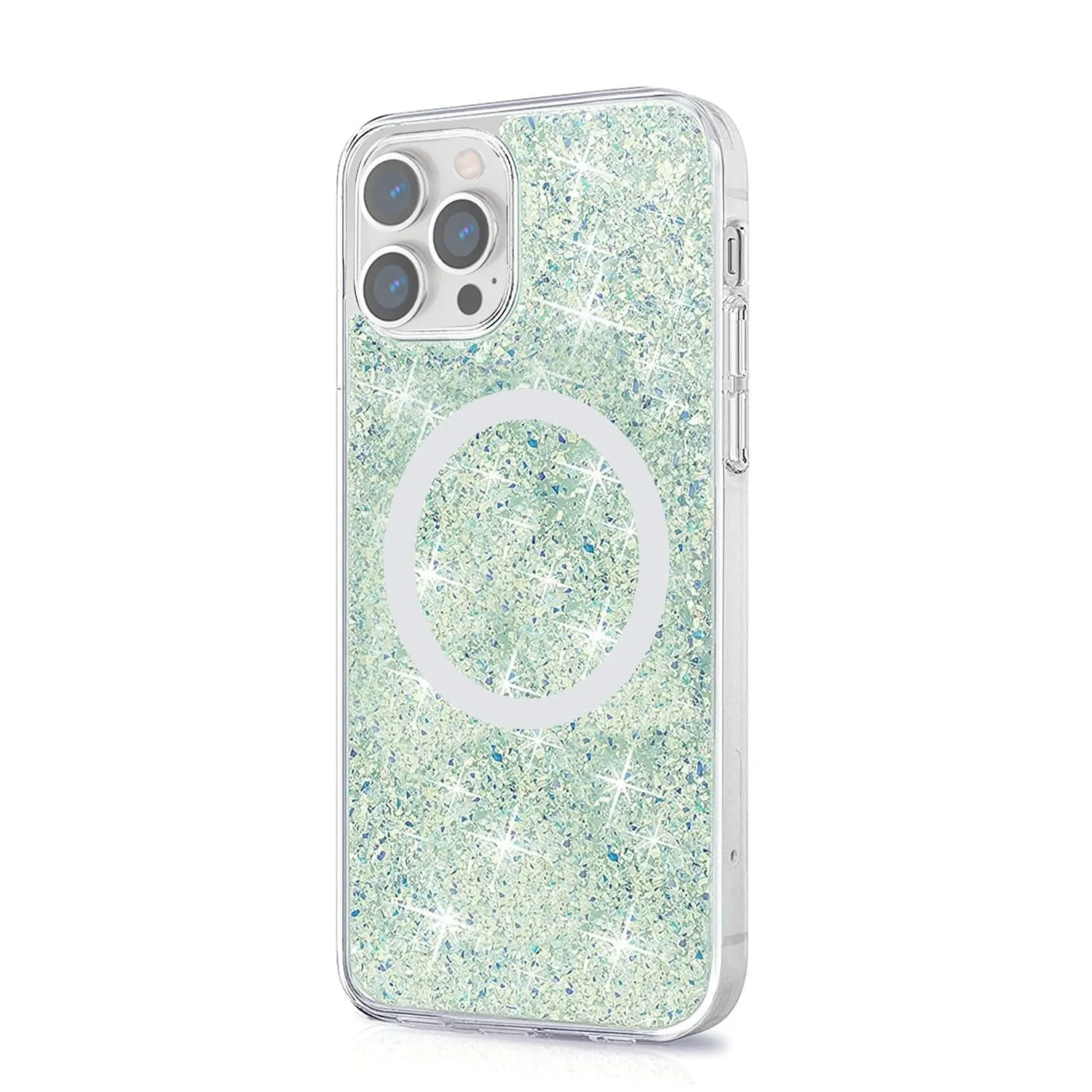 Rugged Pattern Texture Hand Friendly Clear Sparkle Case with MagSafe - iPhone 13 Pro