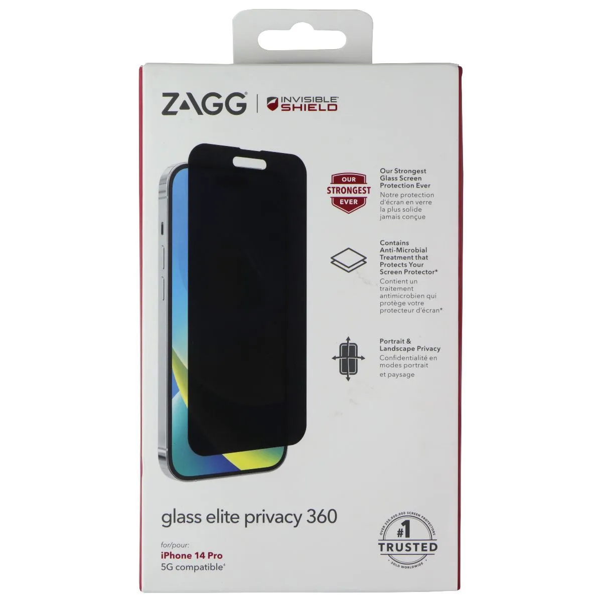 ZAGG (Glass Elite Privacy 360) Screen Protector for Apple iPhone 14 Pro - Tinted clear protective film Screen Longevity Film