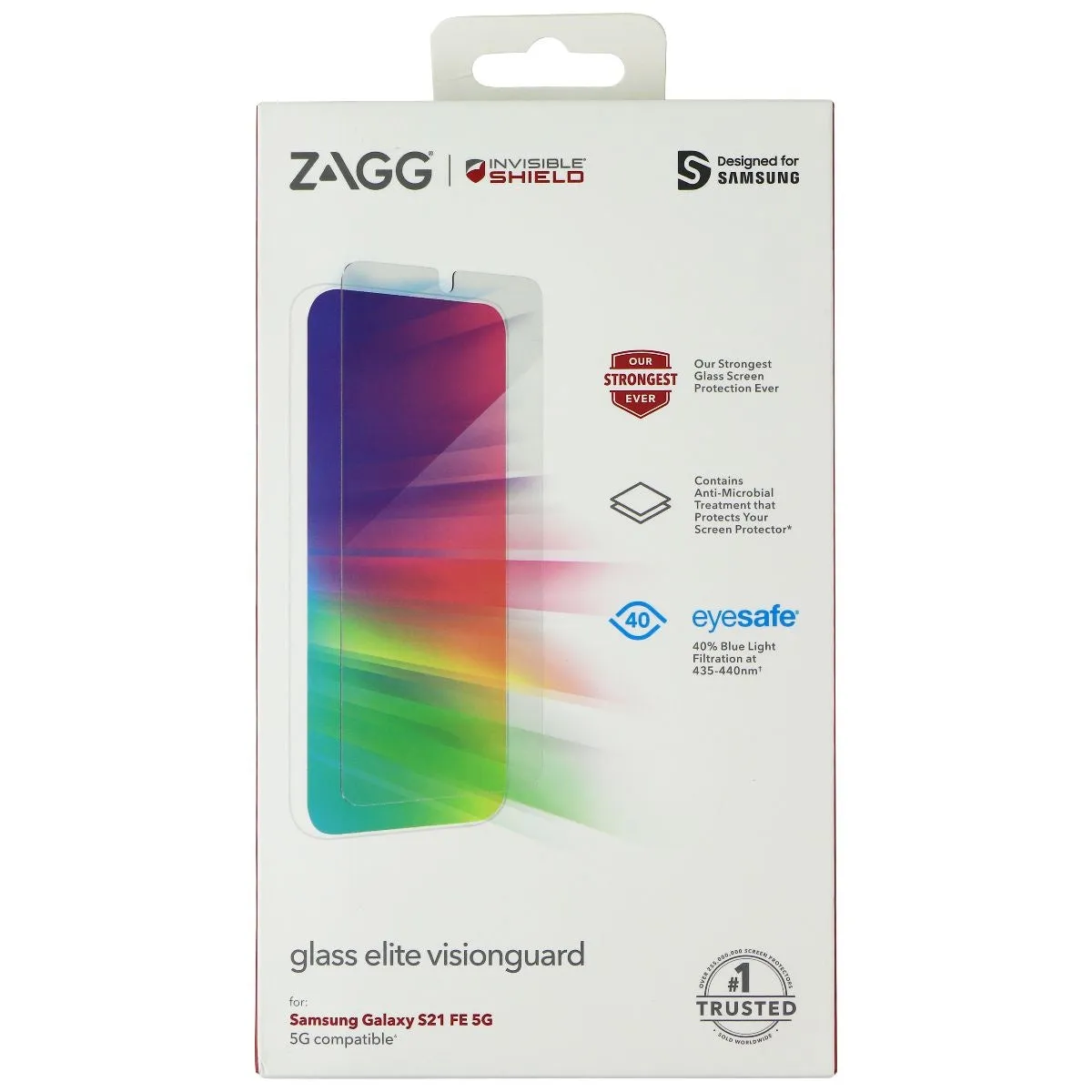 ZAGG InvisibleShield Glass Elite Visionguard Screen for Samsung Galaxy S21 FE 5G gaming phone protector Anti scratch