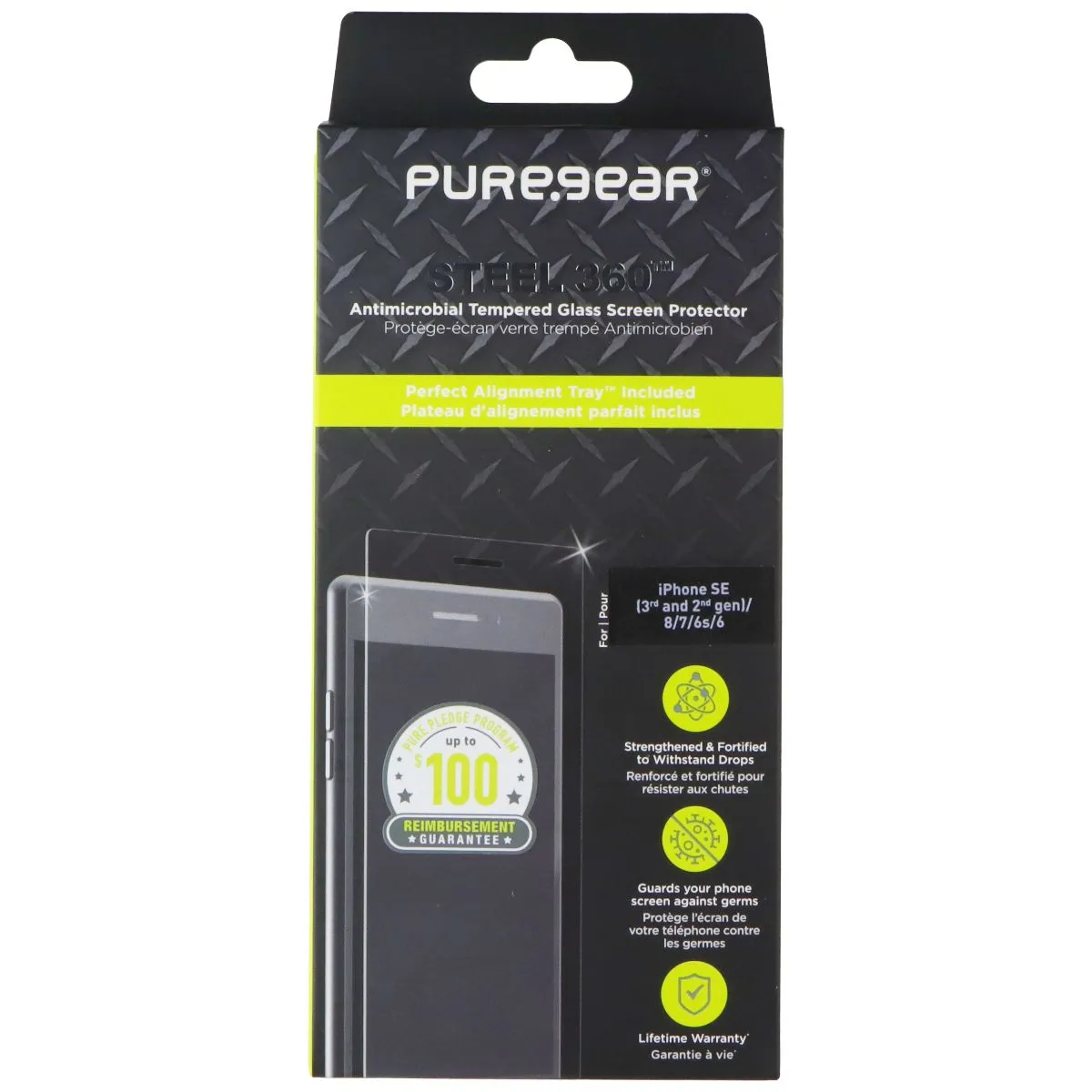 Screen Protector Ultra Elite PureGear Steel 360 Screen Protector for iPhone SE (2022/2020)/8/7/6s/6 - Clear
