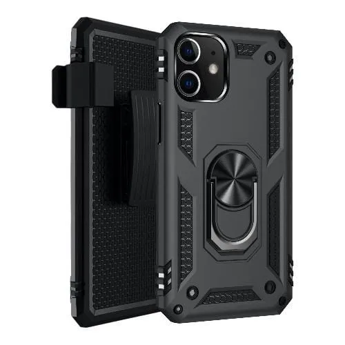 Military Series Black Kickstand Case - iPhone 12 mini Smooth Grip