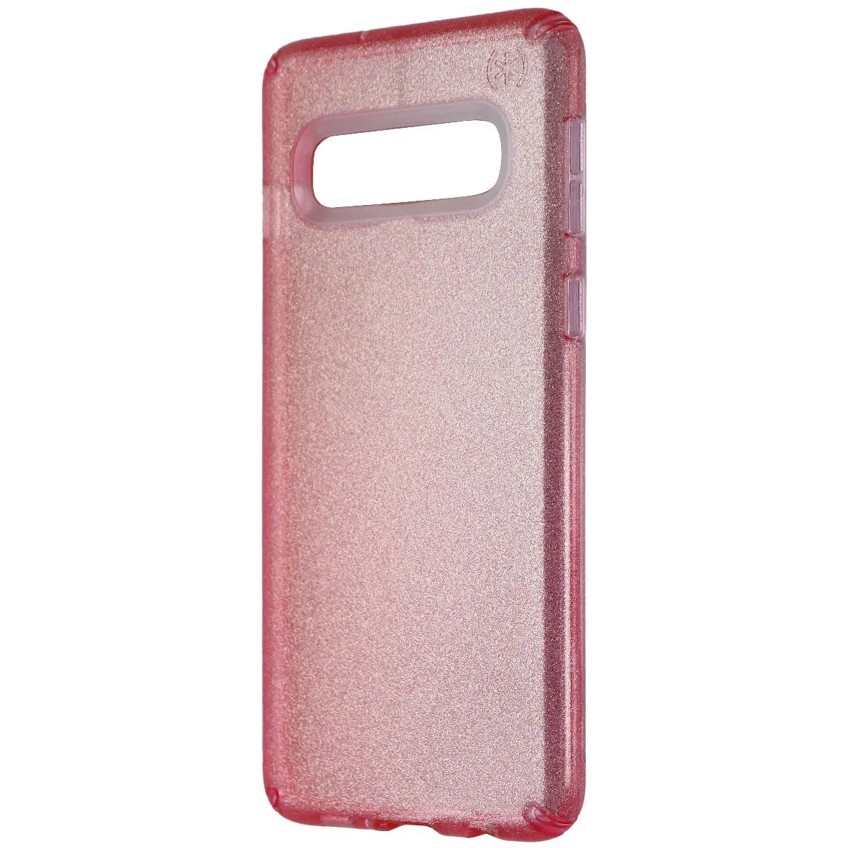 Speck Presidio Clear   Glitter Case for Galaxy S10 - Gold Glitter / Bella Pink Scratch Block