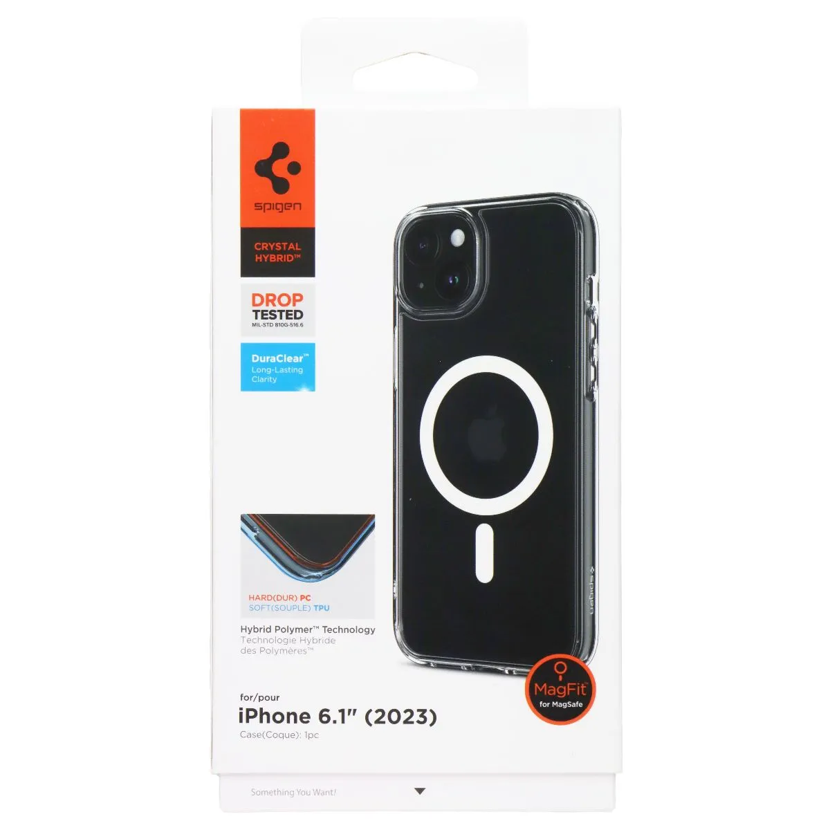 Refined Texture Spigen Crystal Hybrid Series Case for MagSafe for Apple iPhone 15 - Clear