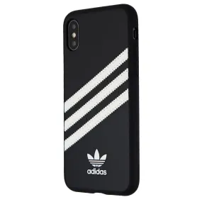 Durable Edge Layer Hybrid Finish Texture Adidas 3-Stripes Samba Snap Case for Apple iPhone XS / X - Black / White Stripes