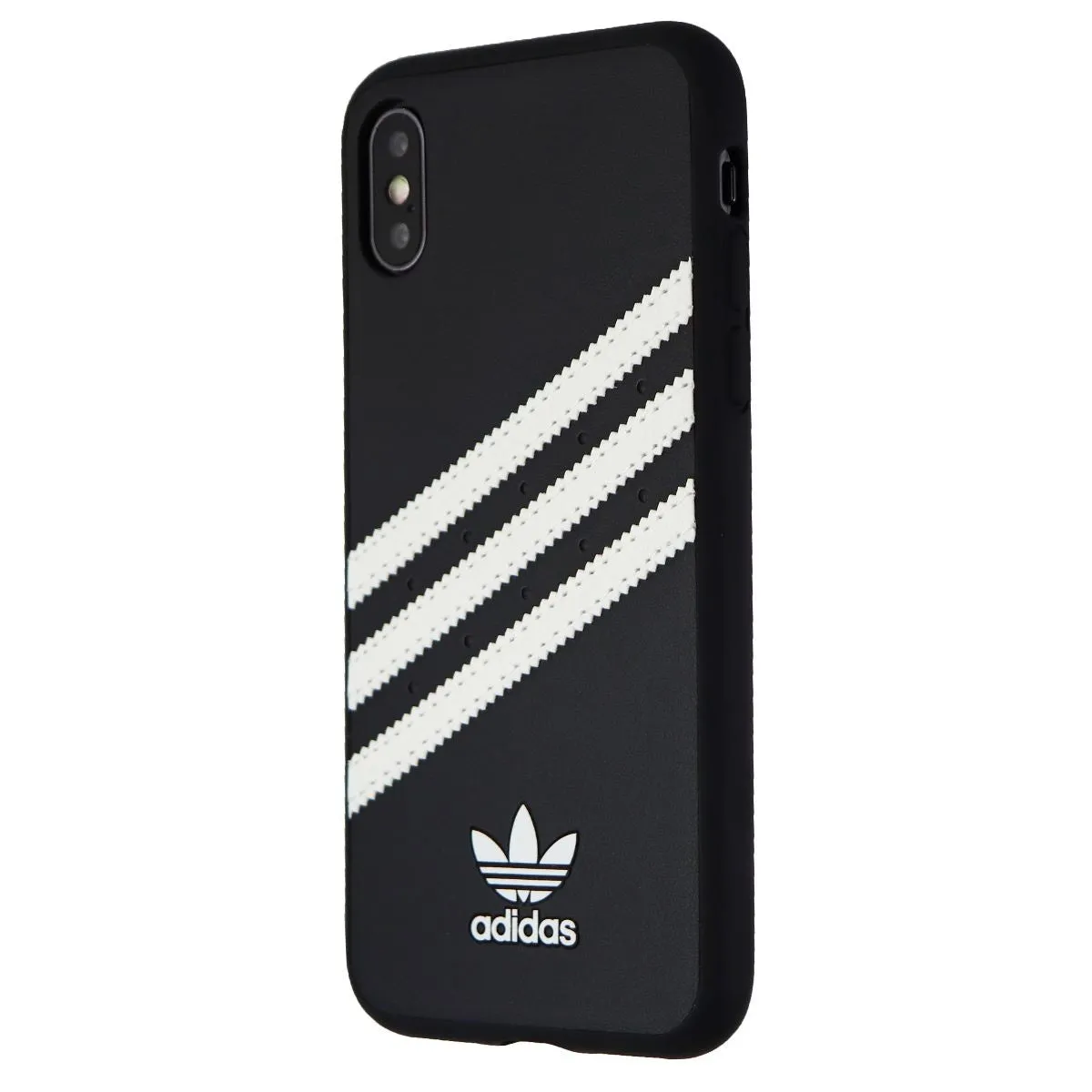 Durable Edge Layer Hybrid Finish Texture Adidas 3-Stripes Samba Snap Case for Apple iPhone XS / X - Black / White Stripes