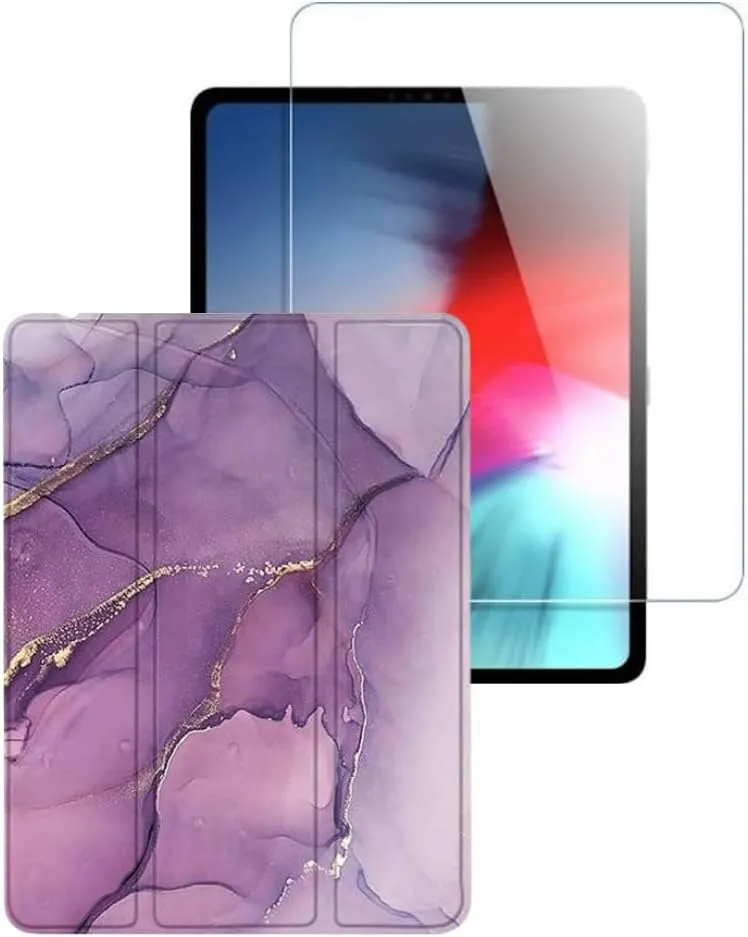 Tablet Sleeve Elite Armor Tablet Sleeve Ergonomic Marble Series Folio Case with Screen Protector - iPad Pro 12.9" (4th, 5th, and 6th Generation)