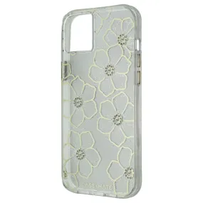 Case-Mate Tough Clear Series Hard Case for iPhone 14 Plus - Floral Gems Protective Pattern Texture Elegant Style