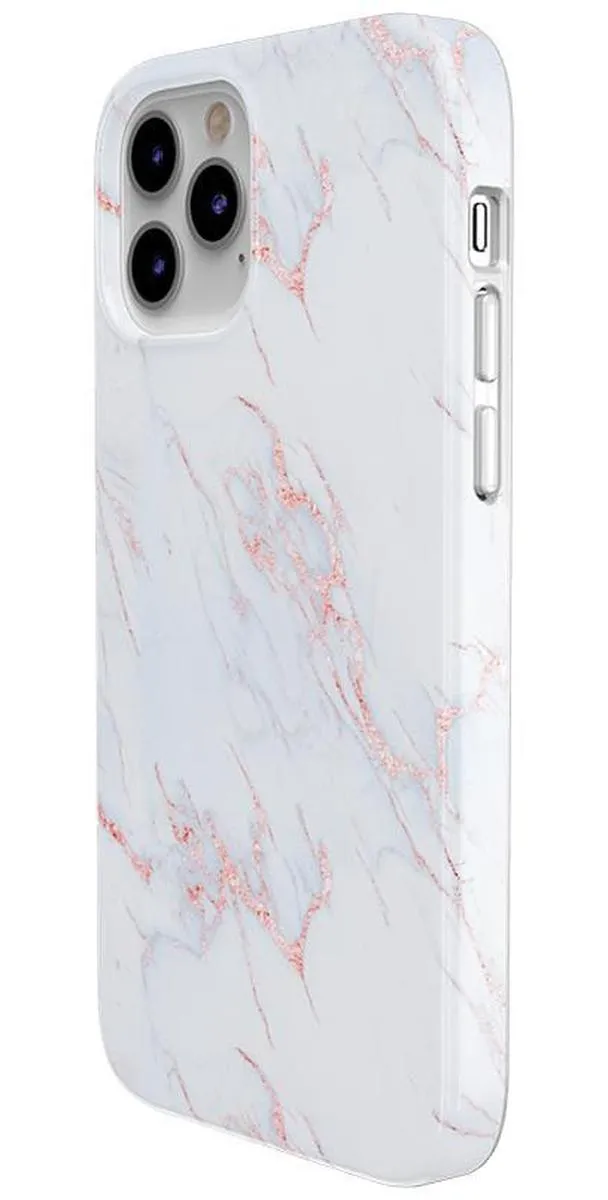 Subtle Blush | White and Pink Marble Case Luxury Armor flexible leather cover
