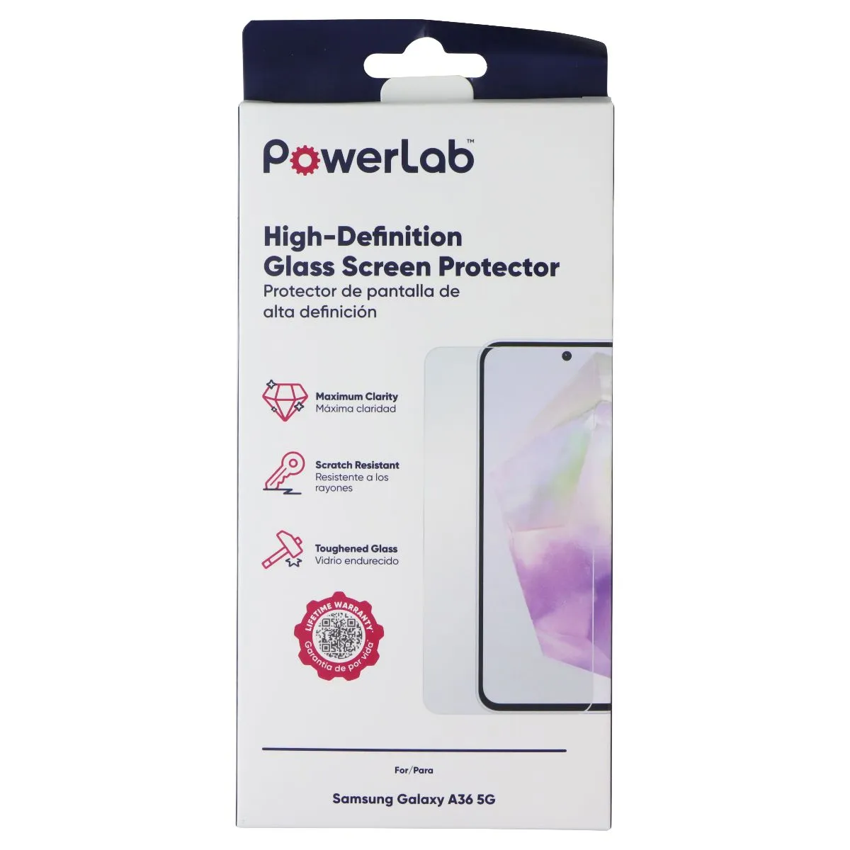 PowerLab High Definition Glass Screen Protector for Samsung Galaxy A36 5G Portable Screen Guard Portable Screen Film