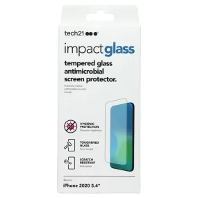 Tech21 Impact Glass Screen Protector for Apple iPhone 12 Mini - Clear Screen Saver Film