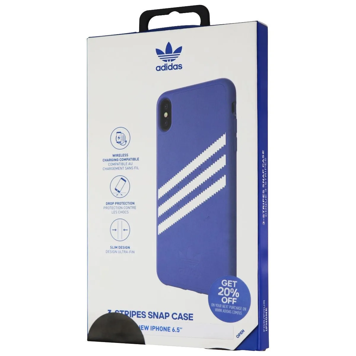 Smooth Craftsmanship Adidas 3-Stripes Snap Case for Apple iPhone XS Max - Royal Blue / White