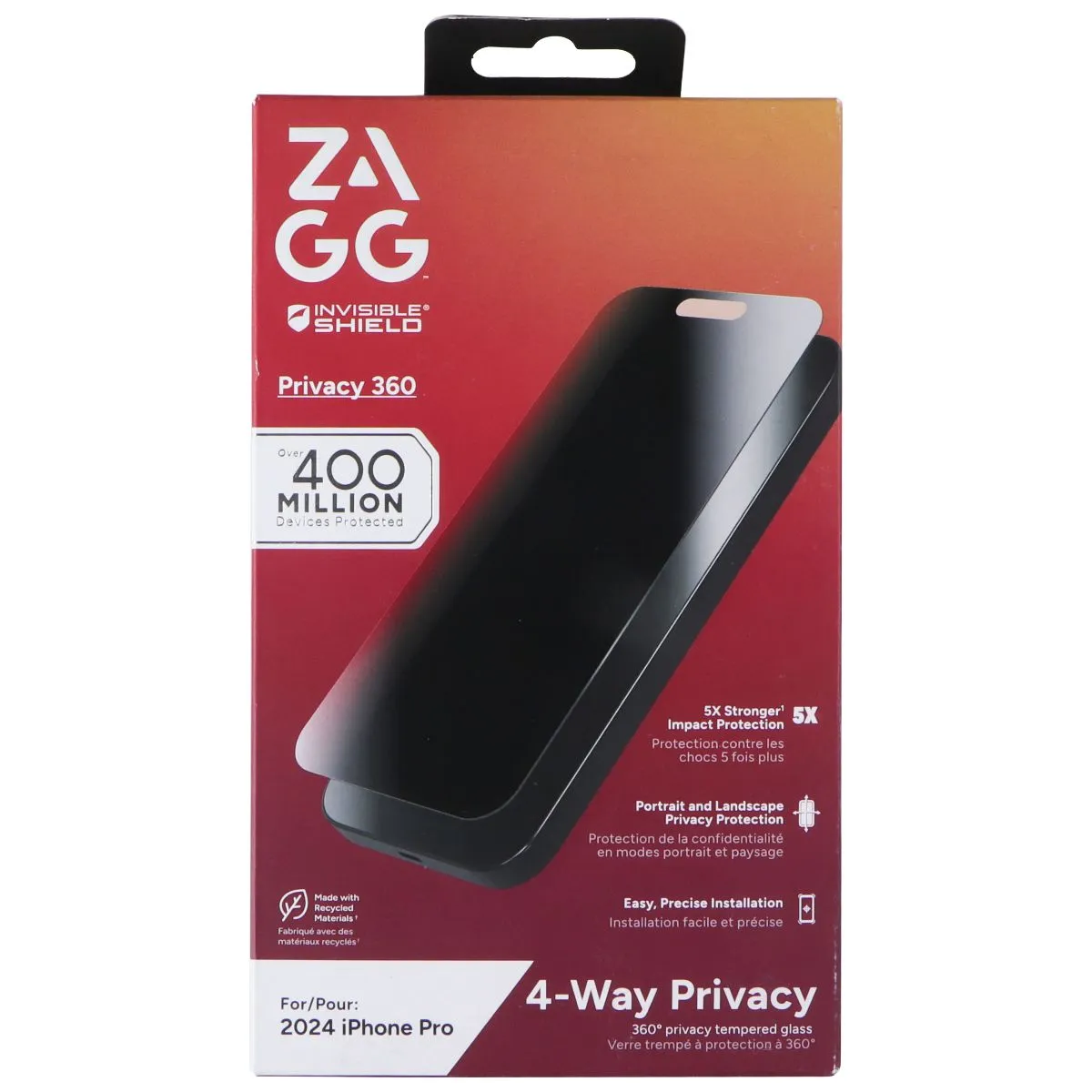 ZAGG Invisible Shield Privacy 360 Screen Protector for Apple iPhone 16 Pro Screen Safety Layer perfect match screen film