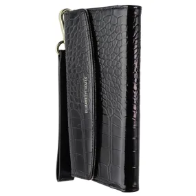 Edge Reinforced hybrid design Elizabeth James Wristlet Folio for MagSafe for iPhone 15 Pro Max - Black Croc
