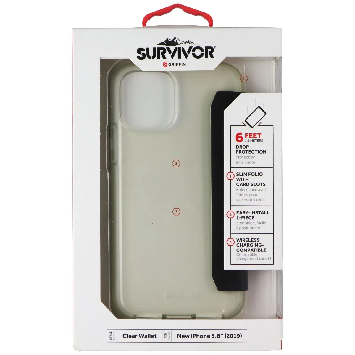 Griffin Survivor Clear Wallet Case for Apple iPhone 11 Pro - Clear/Black Rugged Outline