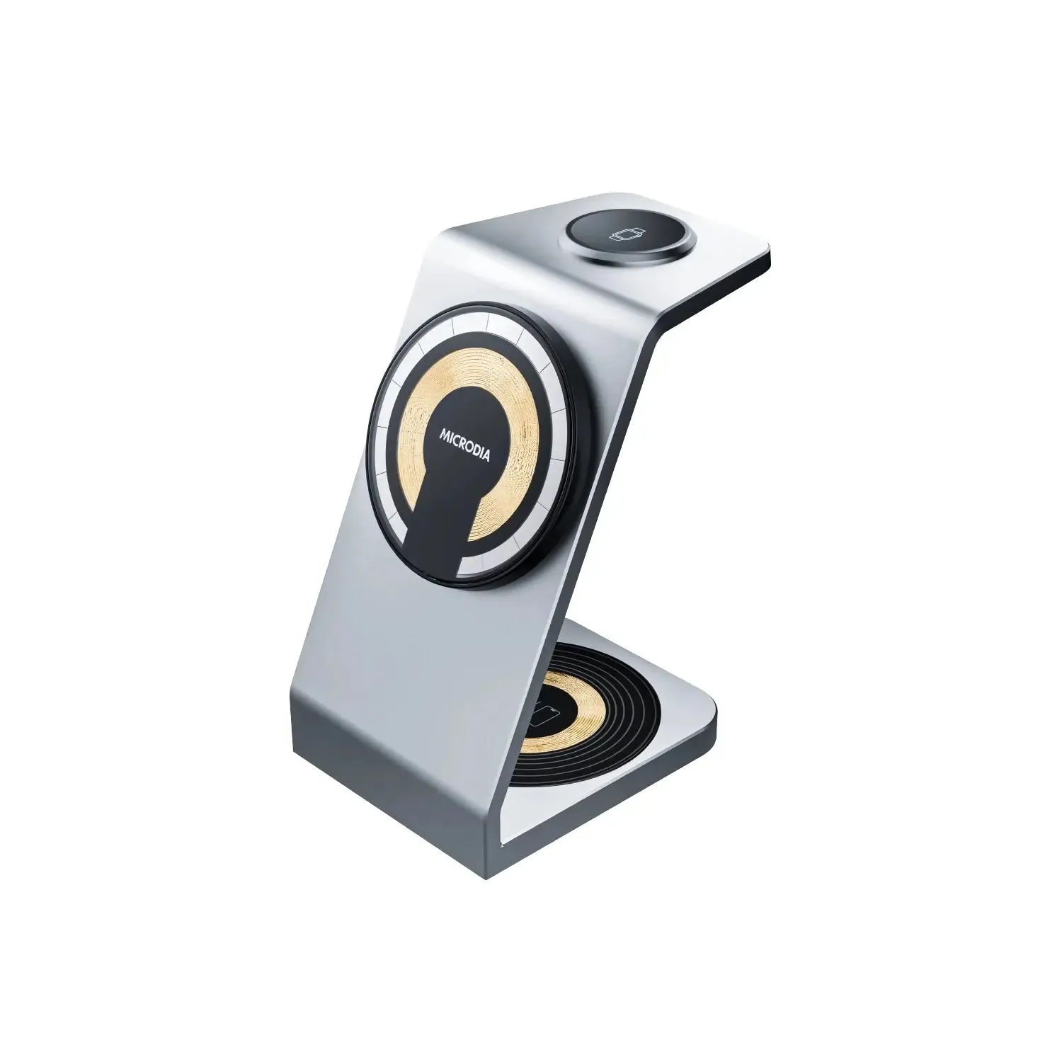 MICRODIA SNAPStation? Aluminaire, 23W 3-in-1 iMac Style Aluminum Wireless Charging Station Soft edges