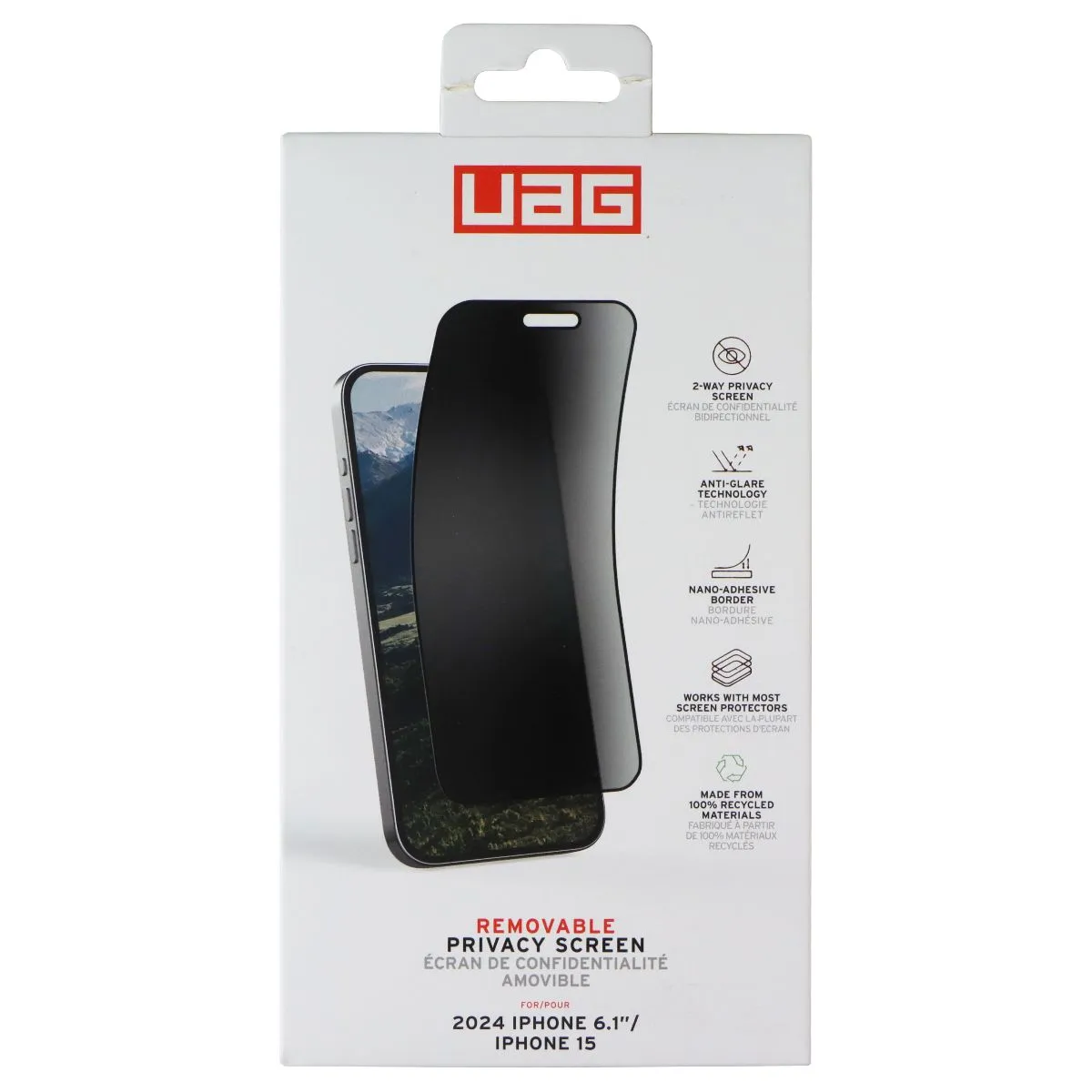 UAG Removable Privacy Screen for Apple iPhone 16 / 15 Anti Fingerprint Shield