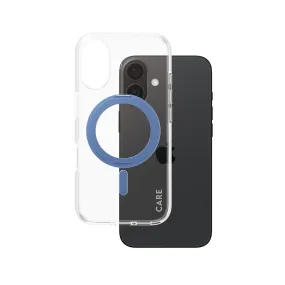 CARE by PanzerGlass? Case Transparent w. Blue Kickstand & MagSafe iPhone 16 Hybrid Form