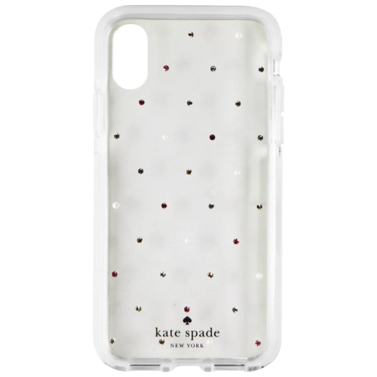 Kate Spade Defensive Hardshell Case for iPhone XS and X - Clear / Pin Dot Gems Stylish Cover