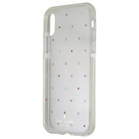 Kate Spade Defensive Hardshell Case for iPhone XS and X - Clear / Pin Dot Gems Everyday Accessory