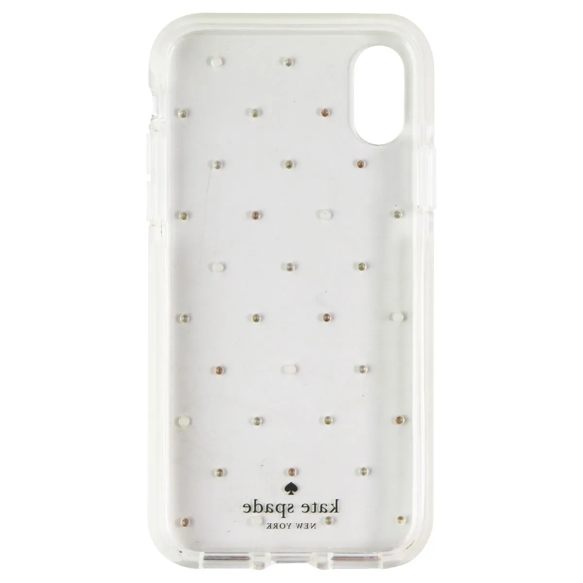 Compact Pattern Smooth Finish Kate Spade Defensive Hardshell Case for iPhone XS and X - Clear / Pin Dot Gems