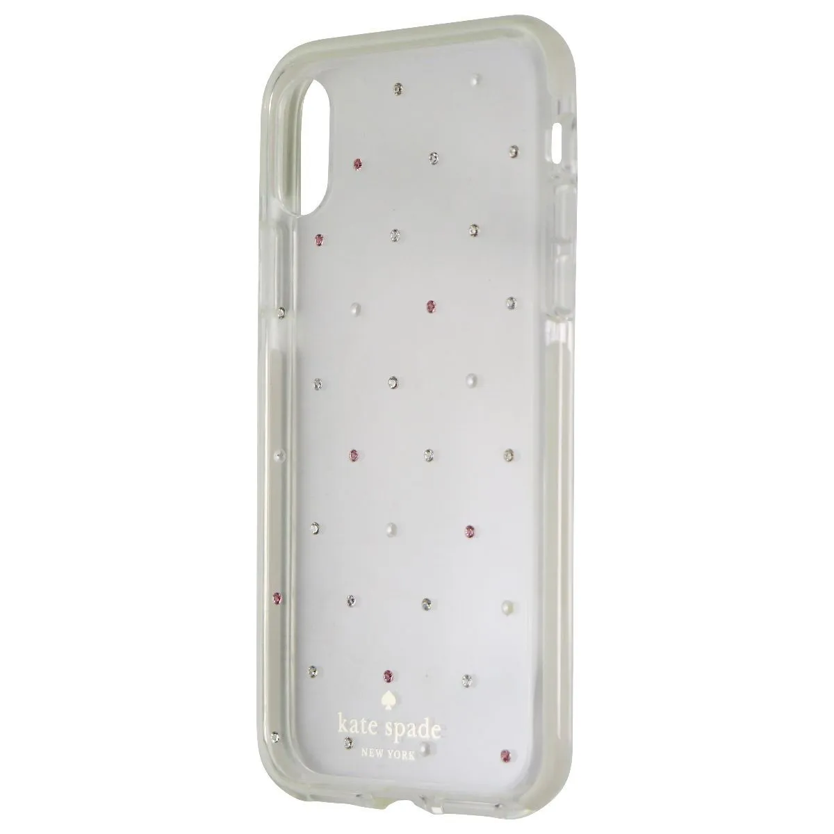 Kate Spade Defensive Hardshell Case for iPhone XS and X - Clear / Pin Dot Gems Everyday Accessory