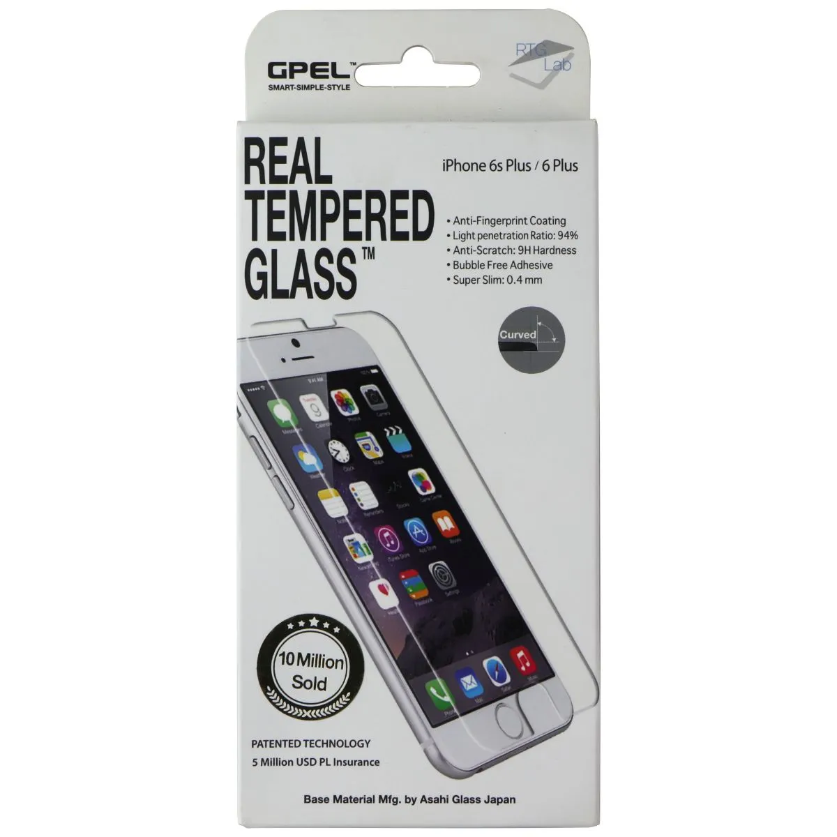 Screen Armor Shield Plus GPEL Real Tempered Glass Screen Protector for Apple iPhone 6s Plus/iPhone 6 Plus